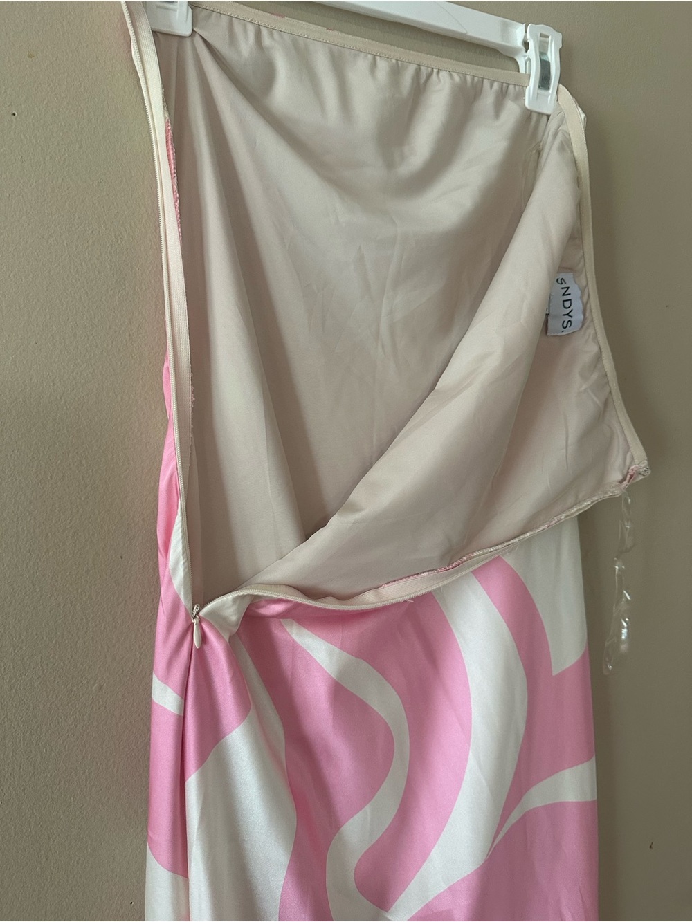 Sndys Angel Strapless Pink & White Swirl Maxi Dress, Sz XXS - Picture 5 of 6